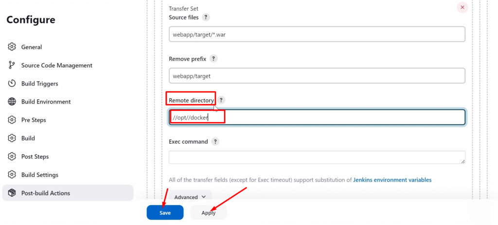 jenkins job remote directory