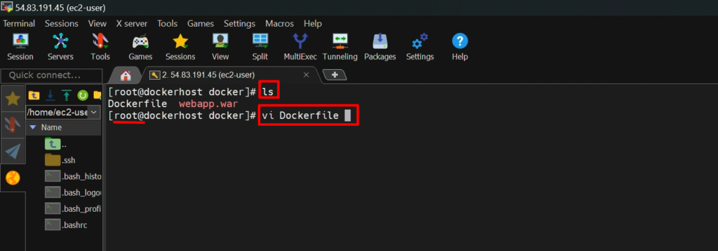 Dockerfile editing