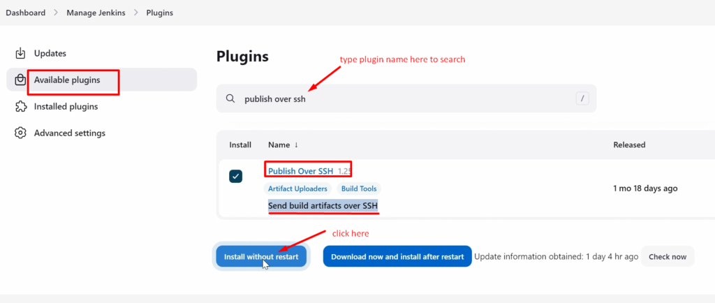 Install plugins in Jenkins